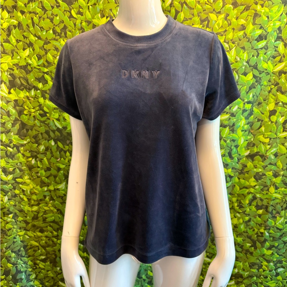 DKNY Sport Navy Blue Velour Short Sleeve Tee